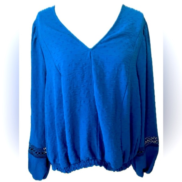 NWOT Lane Bryant Blue long sleeve crop top, size 28 - Picture 2 of 9